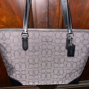 Black/Charcoal Coach Logo Tote